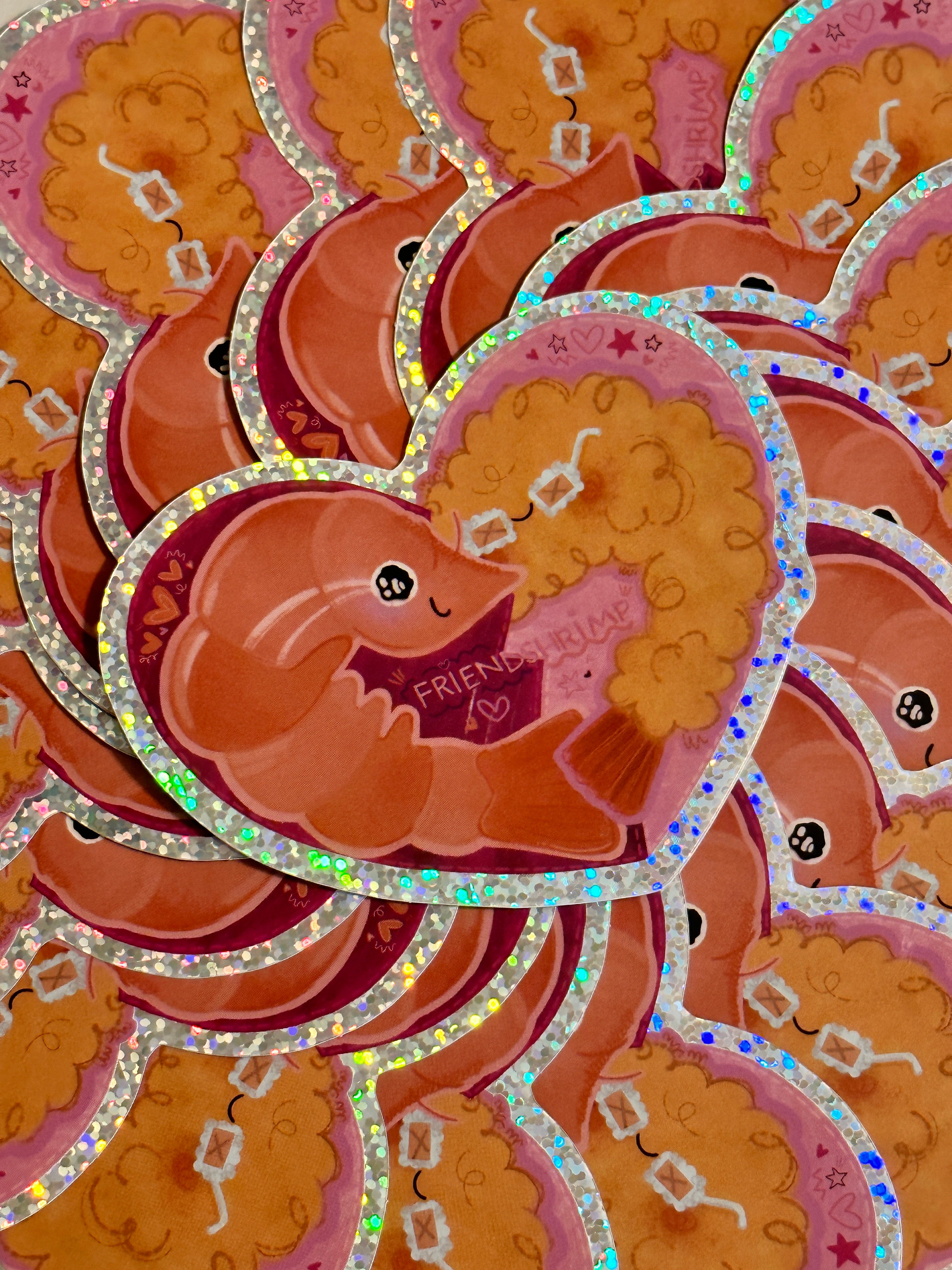 Friendshrimp Glitter Vinyl Sticker