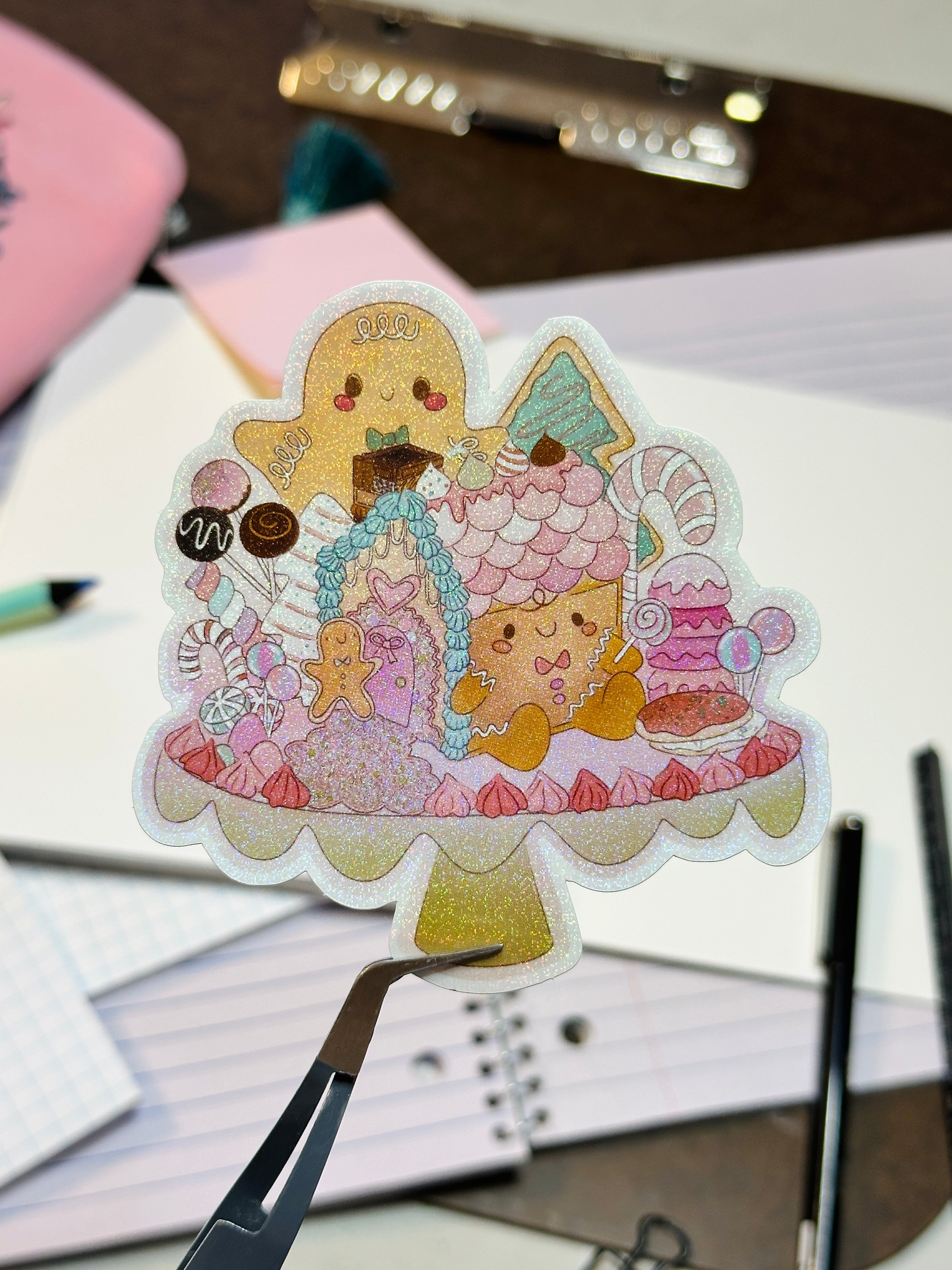 Gingerbread Glitter Sticker