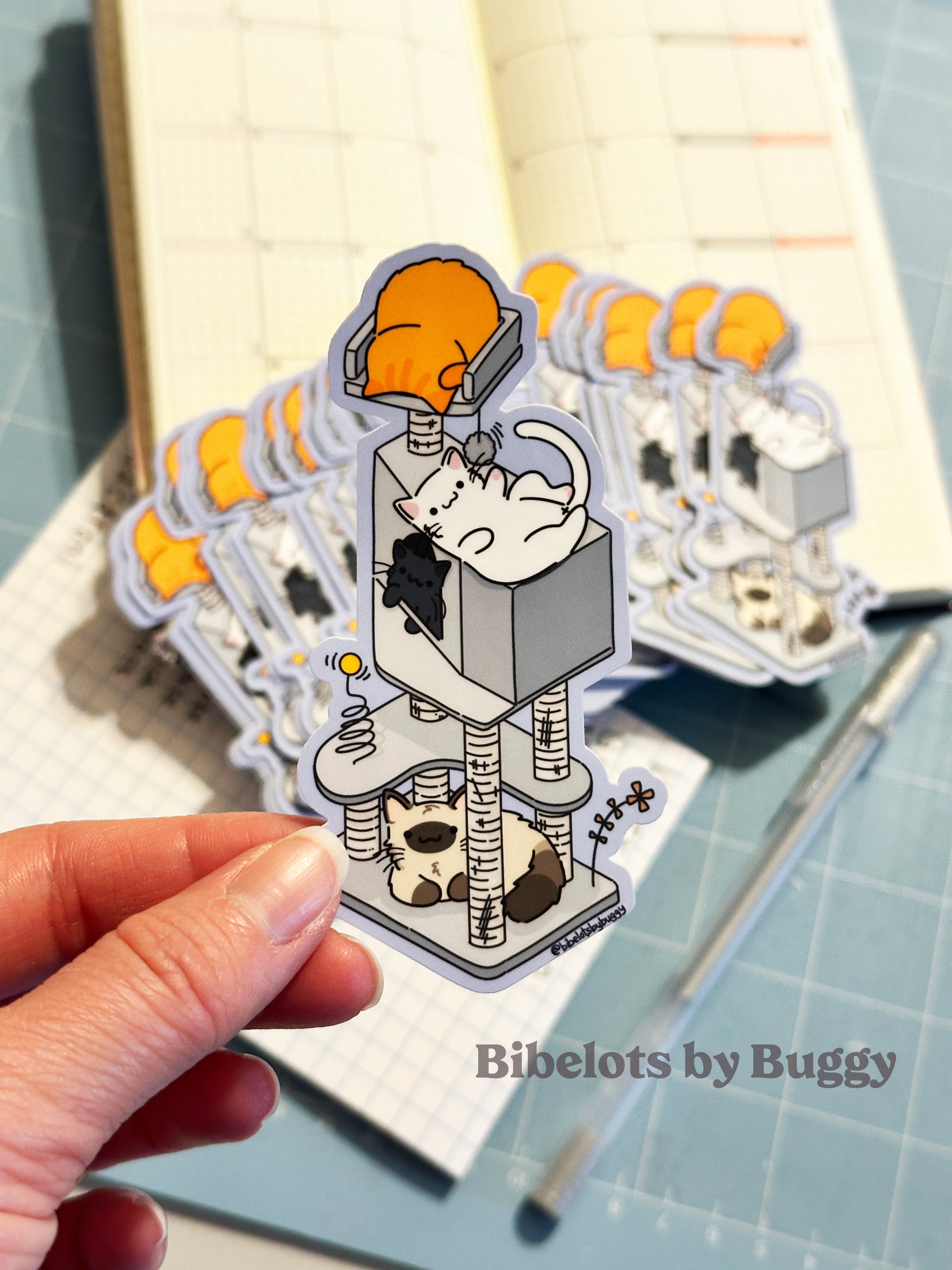 Playful Kitties Cat Tower Sticker