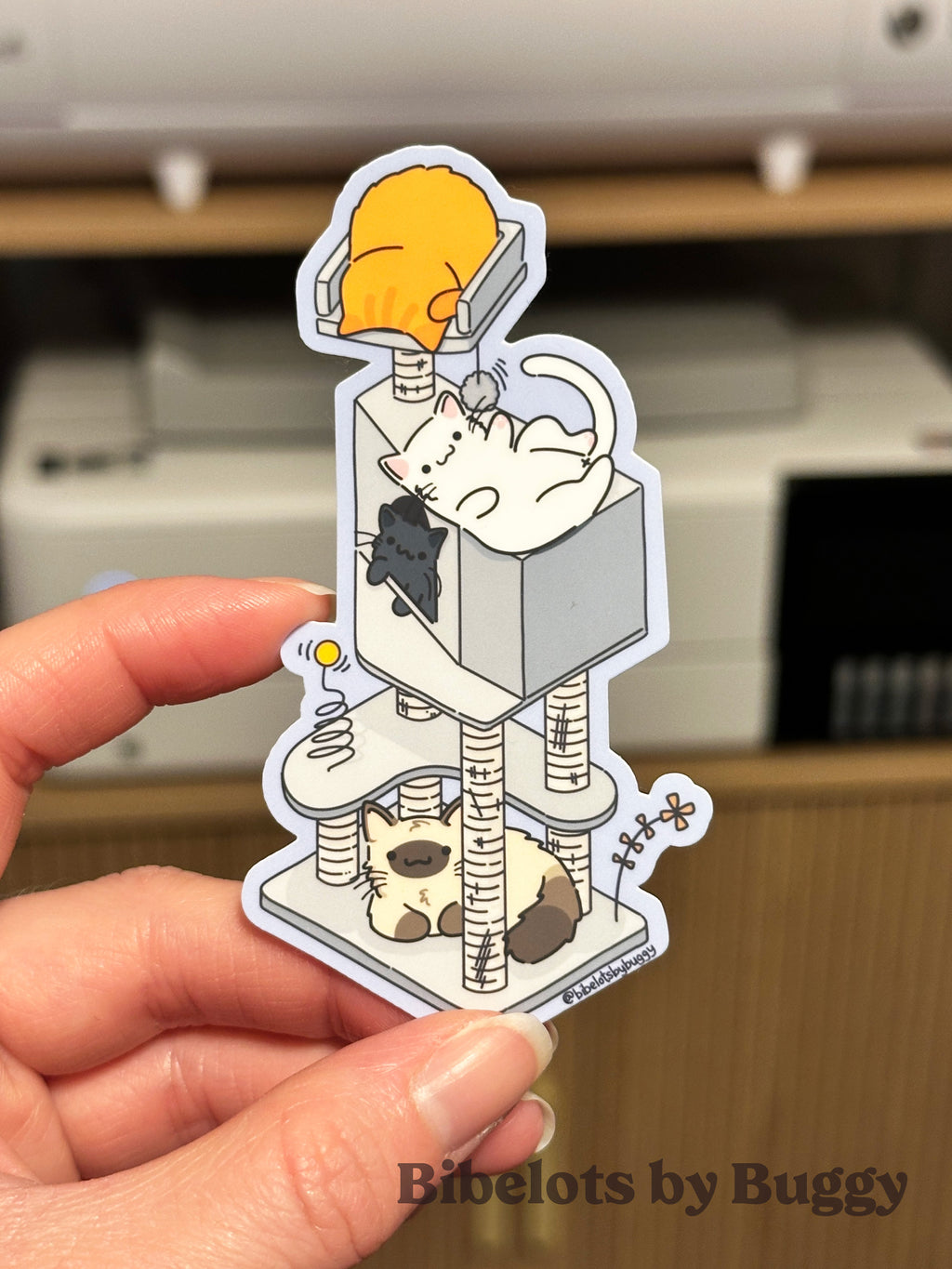 Playful Kitties Cat Tower Sticker