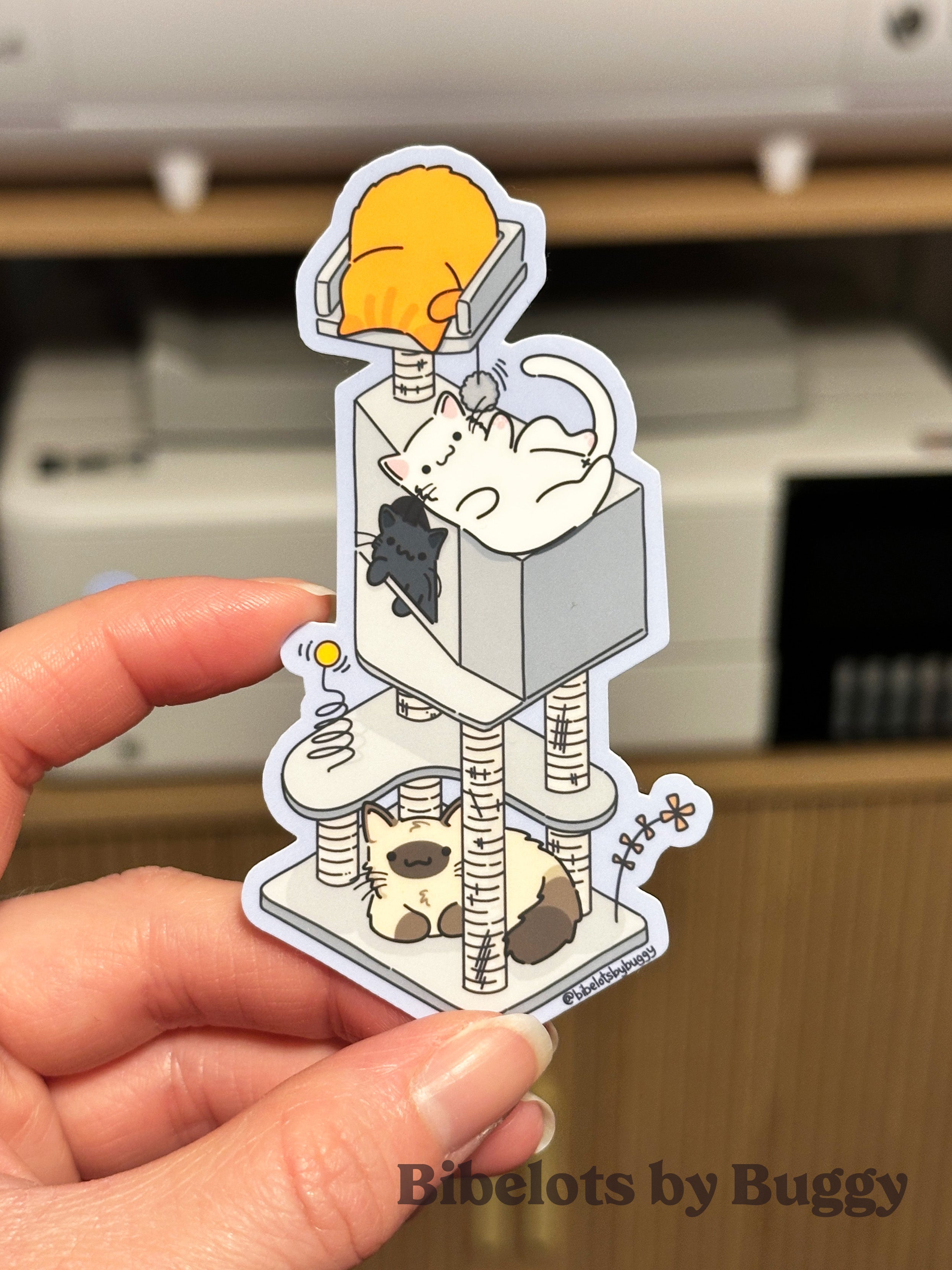 Playful Kitties Cat Tower Sticker