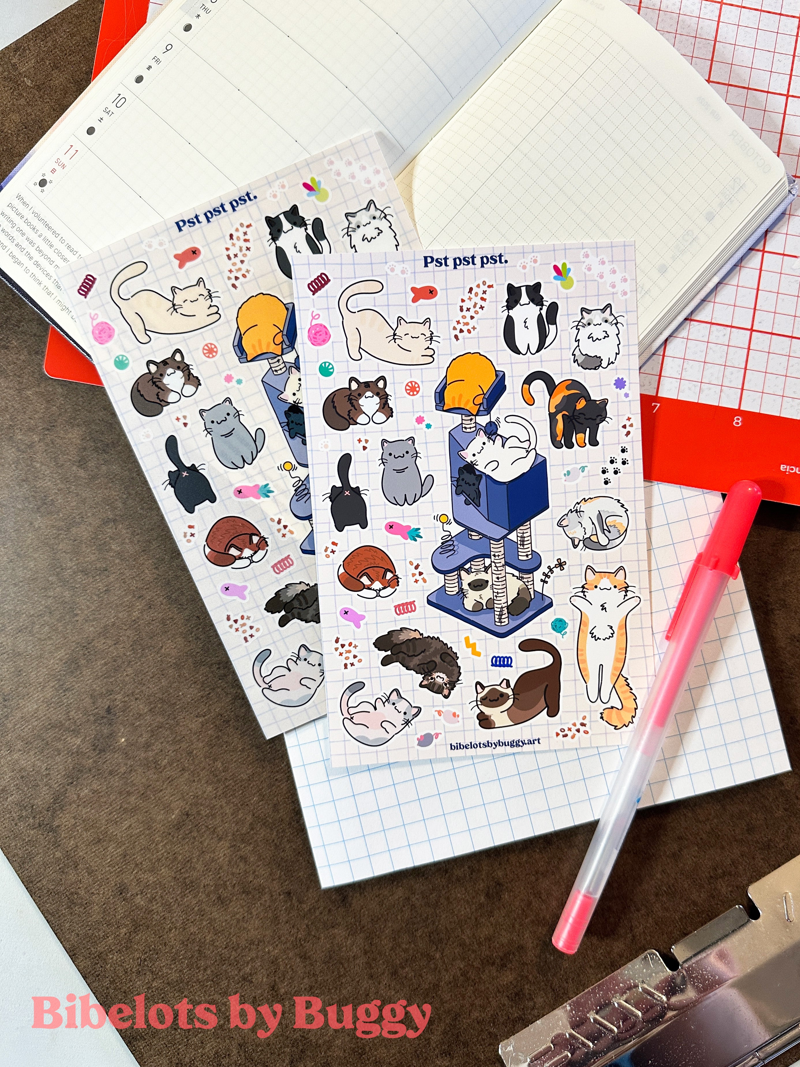 Playful Kittens and Cats Sticker Sheet
