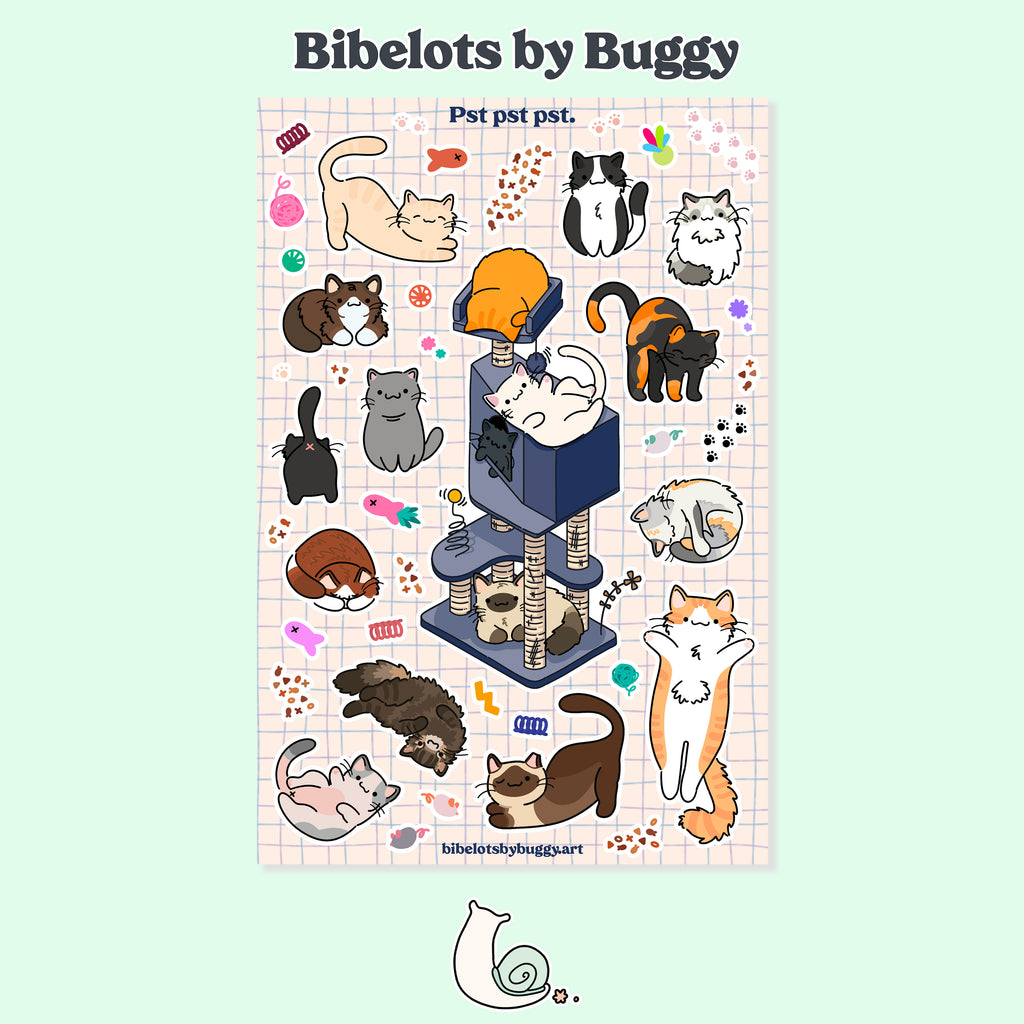 Playful Kittens and Cats Sticker Sheet